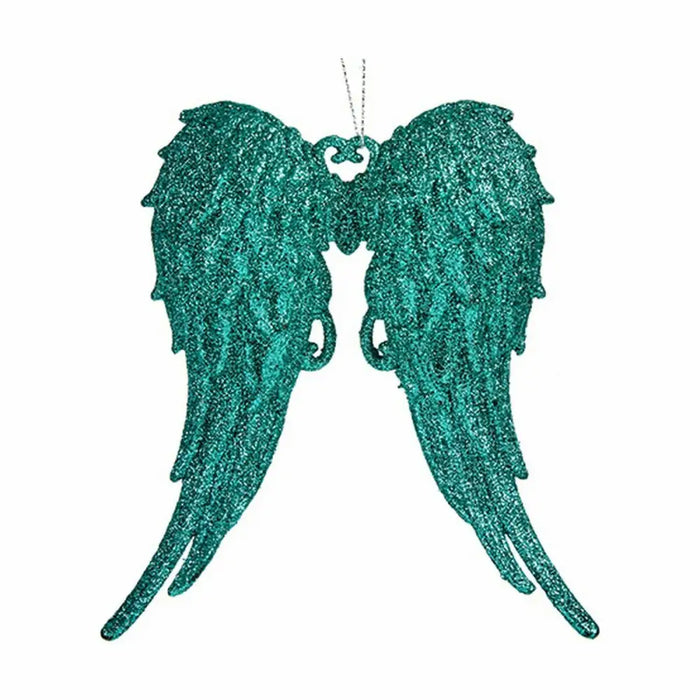 Christmas bauble Krist+ Green Plastic Glitter Angel Wings 13 x 14,5 x 2,5 cm (24 Units) - Декорация и Осветление<<<Дом