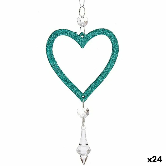 Christmas bauble Krist+ Green Plastic Glitter Heart 9 x 16 x 2 cm (24 Units) - Декорация и Осветление<<<Дом