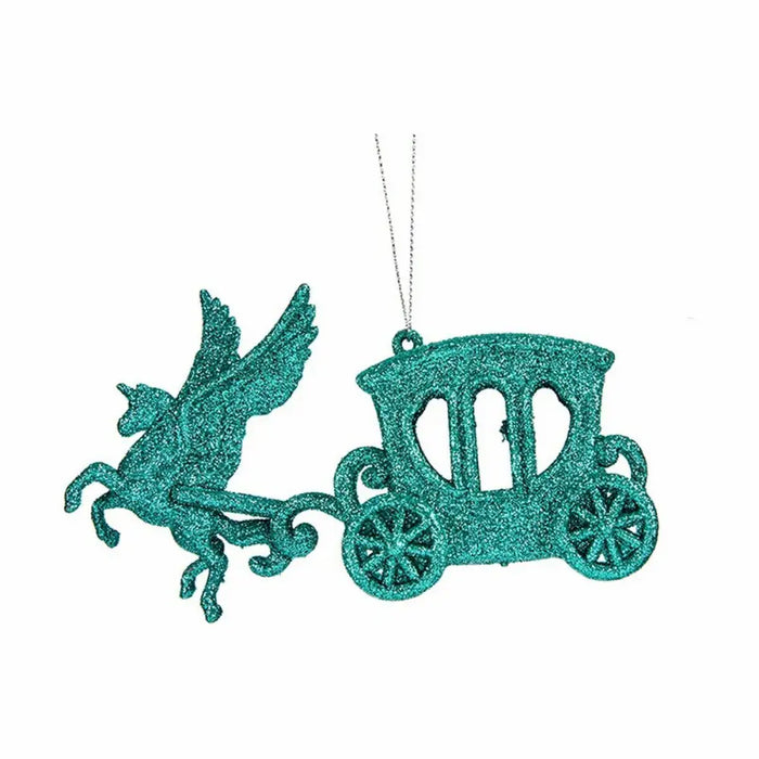 Christmas bauble Krist+ Green Plastic Glitter Magical Carriage 15 x 8,5 x 4,5 cm (24 Units) - Декорация и