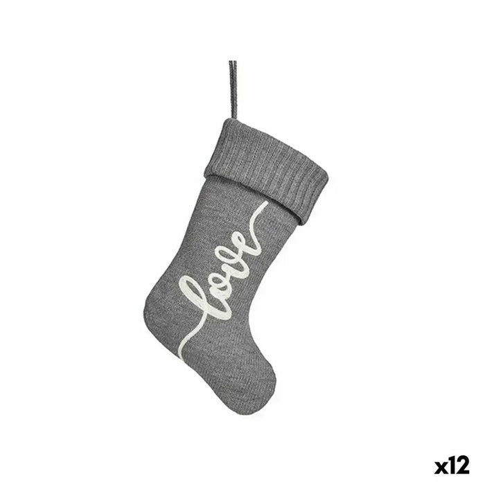 Christmas bauble Krist+ Love White Grey Cloth Christmas Stocking 28 x 4 x 46 cm (12 Units) - Декорация и