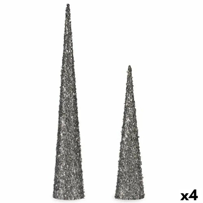 Christmas bauble Krist+ Silver Cones 9,5 x 60 x 9,5 cm Sequins (4 Units) - Декорация и Осветление<<<Дом