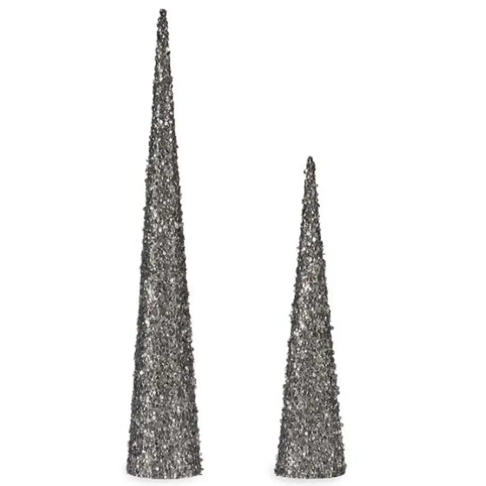 Christmas bauble Krist+ Silver Cones 9,5 x 60 x 9,5 cm Sequins (4 Units) - Декорация и Осветление<<<Дом