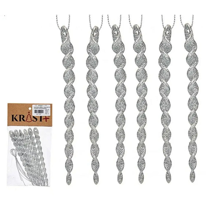 Christmas bauble Krist+ Silver Plastic Glitter 13,5 x 1 x 5,5 cm 10,5 x 21 x 1 cm (24 Units) - Декорация и