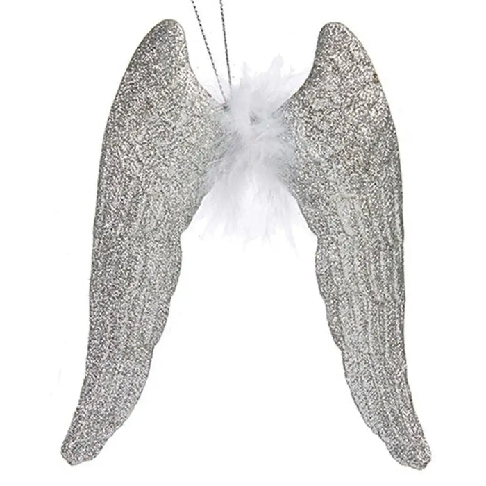 Christmas bauble Krist+ Silver Plastic Glitter Angel Wings 12,5 x 15 x 2,5 cm (24 Units) - Декорация и Осветление<<<Дом