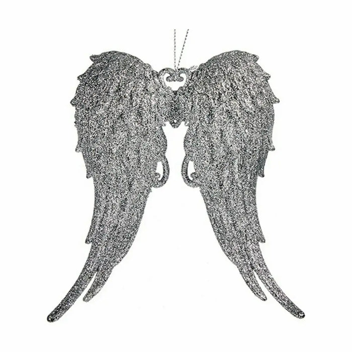 Christmas bauble Krist+ Silver Plastic Glitter Angel Wings 13 x 14,5 x 2,5 cm (24 Units) - Декорация и Осветление<<<Дом