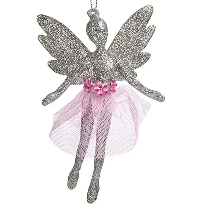 Christmas bauble Krist+ Silver Plastic Glitter Fairy 8 x 12 x 5 cm 8 x 13 x 4 cm (24 Units) - Декорация и