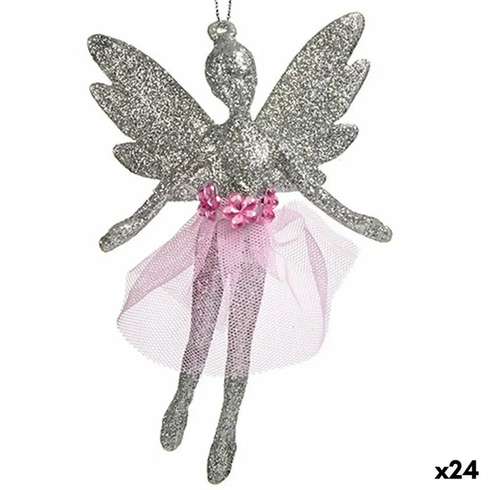 Christmas bauble Krist+ Silver Plastic Glitter Fairy 8 x 12 x 5 cm 8 x 13 x 4 cm (24 Units) - Декорация и