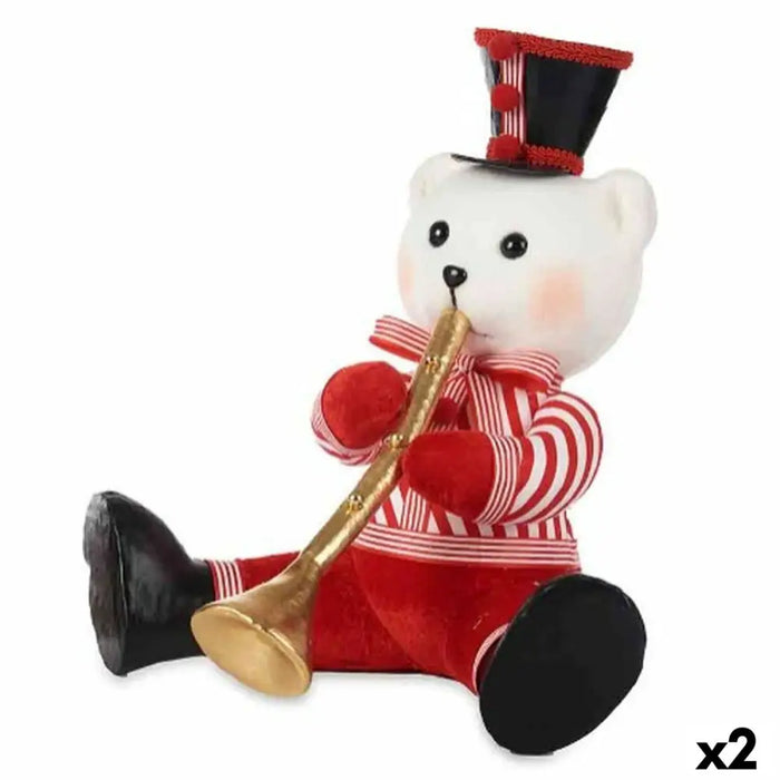 Christmas bauble Krist+ White Black Red Bear Trumpet 32 x 31 x 26 cm (2 Units) - Декорация и Осветление<<<Дом
