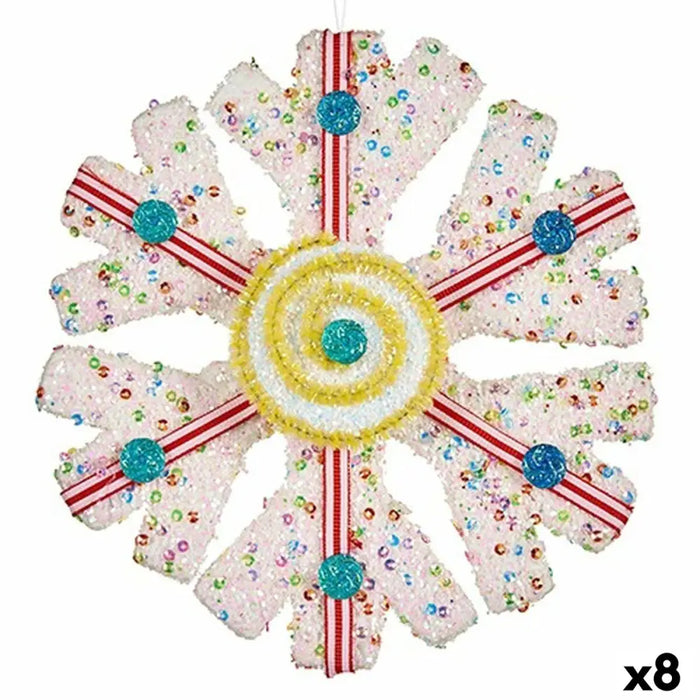 Christmas bauble Krist+ White Red Snowflakes 17 x 6 x 17 cm (8 Units) - Декорация и Осветление<<<Дом