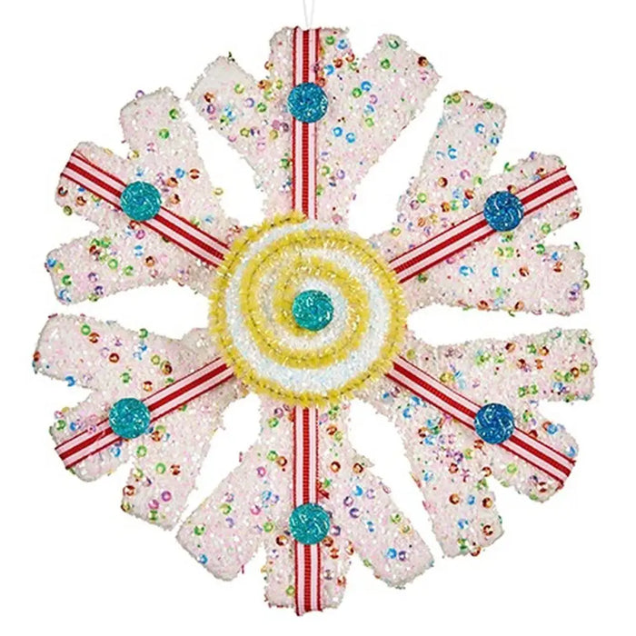 Christmas bauble Krist+ White Red Snowflakes 17 x 6 x 17 cm (8 Units) - Декорация и Осветление<<<Дом