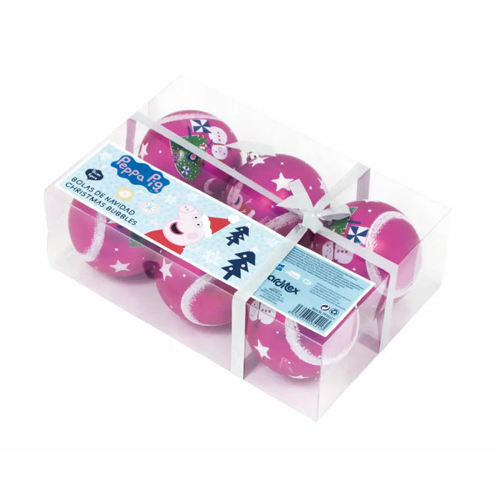 Christmas Bauble Peppa Pig Cosy corner Fuchsia 6 Units Plastic (Ø 8 cm) - Декорация и Осветление<<<Дом