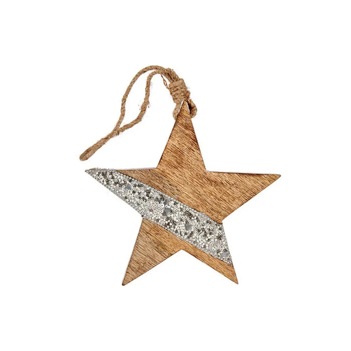Christmas bauble Star 17 x 2,5 x 34 cm Silver Wood - Декорация и Осветление<<<Дом Градина<<<BigBuy&&&Коледни