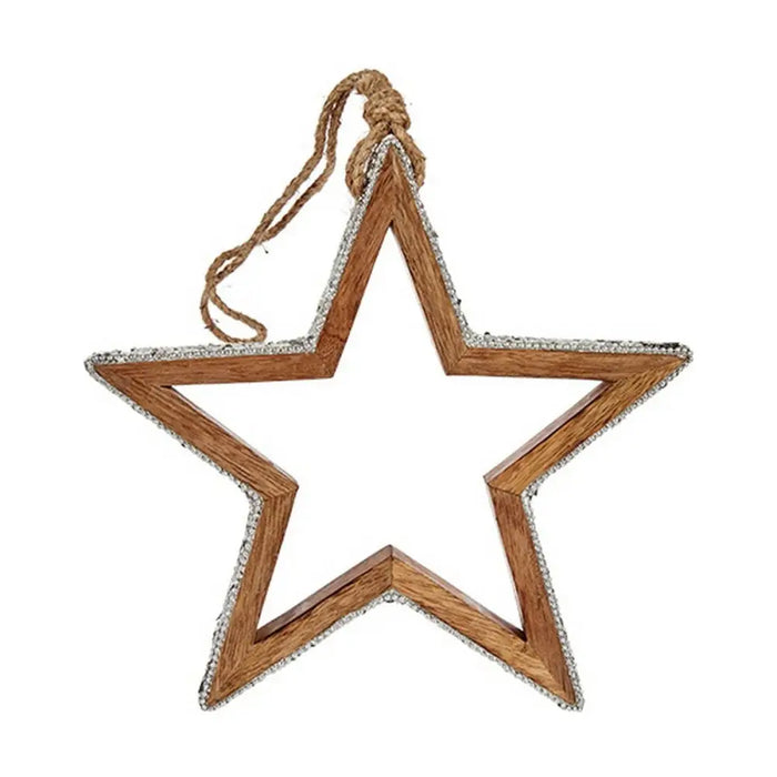 Christmas bauble Star Glitter Shape 23 x 2,5 x 40 cm Silver Wood - Декорация и Осветление<<<Дом