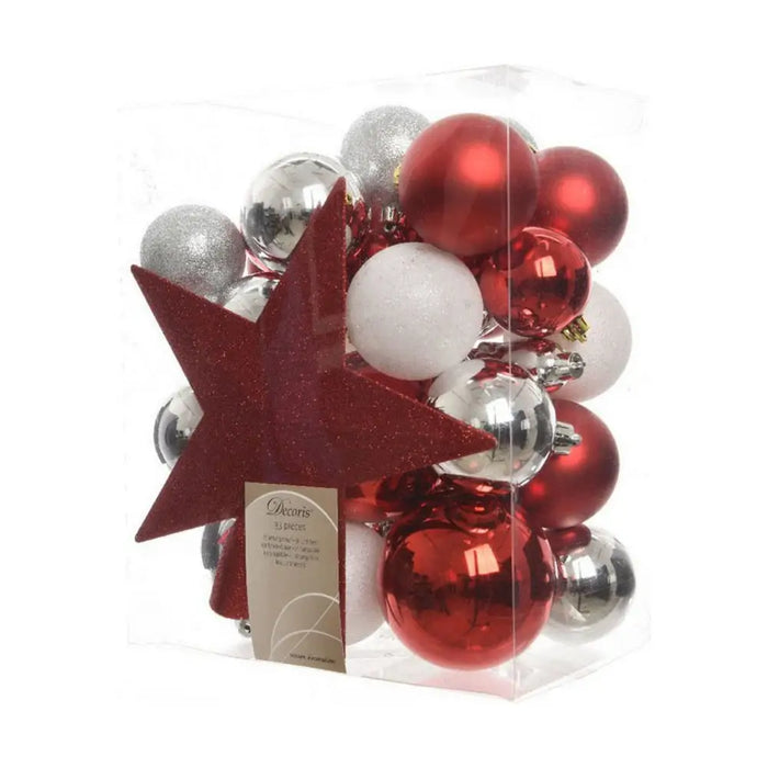 Christmas Baubles Decoris Rojo/Blanco 33 Pieces - Декорация и Осветление<<<Дом Градина<<<BigBuy&&&Коледни
