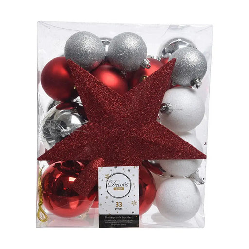 Christmas Baubles Decoris Rojo/Blanco 33 Pieces - Декорация и Осветление<<<Дом Градина<<<BigBuy&&&Коледни