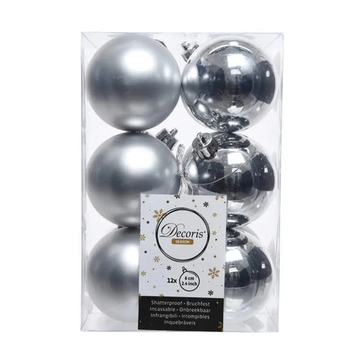 Christmas Baubles Decoris Silver Plastic 12 Units - Декорация и Осветление<<<Дом Градина<<<BigBuy&&&Коледни