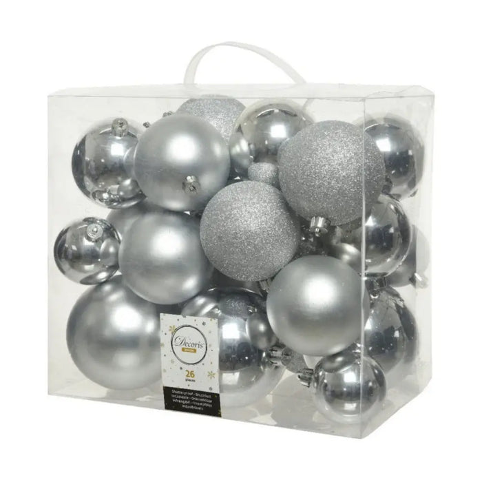 Christmas Baubles Decoris Silver Shiny (26 Pieces) - Декорация и Осветление<<<Дом Градина<<<BigBuy&&&Коледни