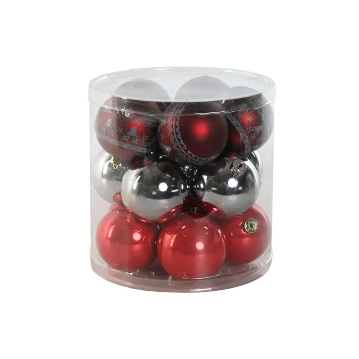 Christmas Baubles Home ESPRIT Red Silver Polyethylene 21,5 x 21,5 x 22,5 cm (15 Pieces) - Декорация и Осветление<<<Дом