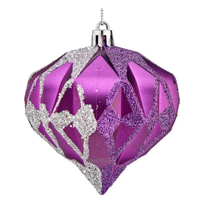 Christmas Baubles Krist+ Purple Silver Plastic Diamond Ø 8 cm 6 Units - Декорация и Осветление<<<Дом