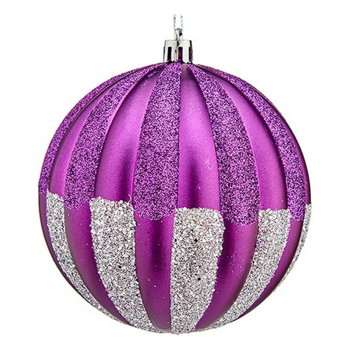 Christmas Baubles Krist+ Purple Silver PVC Ø 10 cm 6 Units - Декорация и Осветление<<<Дом Градина<<<BigBuy&&&Коледни