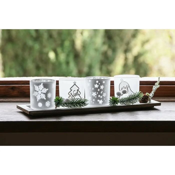 Christmas Candle Holder Home ESPRIT White Red 40 X 9 X 13,5 cm (5 Pieces) (2 Units) - Декорация и Осветление<<<Дом