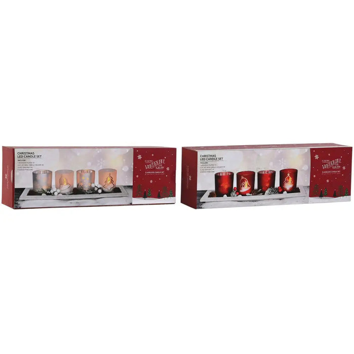 Christmas Candle Holder Home ESPRIT White Red 40 X 9 X 13,5 cm (5 Pieces) (2 Units) - Декорация и Осветление<<<Дом