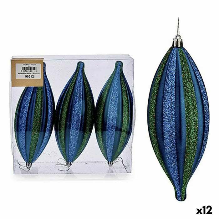 Christmas Decorations Set Krist+ Blue Green PVC Streched 8,5 x 3,5 x 19 cm (12 Units) - Декорация и Осветление<<<Дом