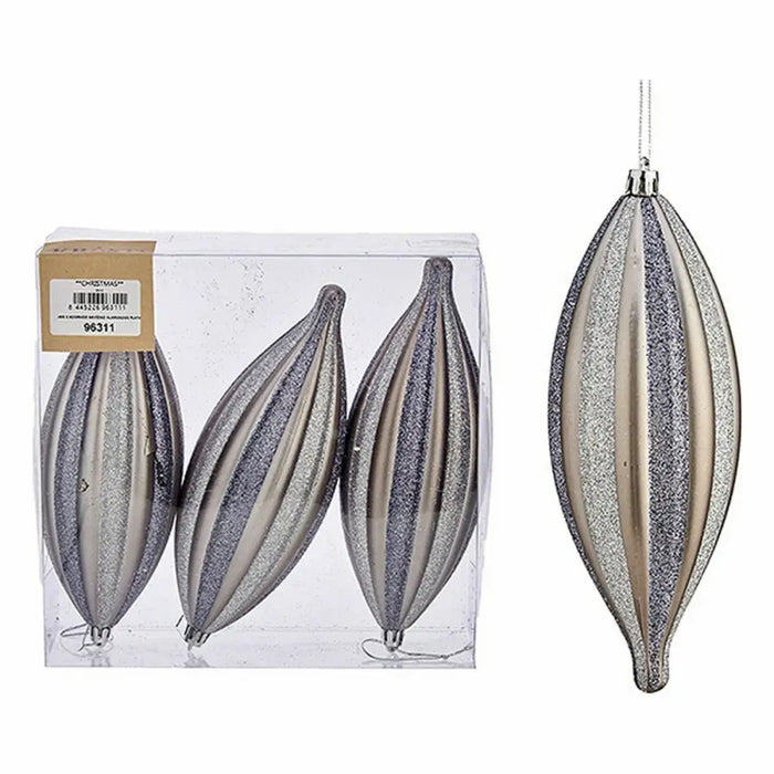 Christmas Decorations Set Krist+ Silver PVC Streched 3 x 3 x 18 cm 8,5 x 19 x 3 cm (12 Units) - Декорация и