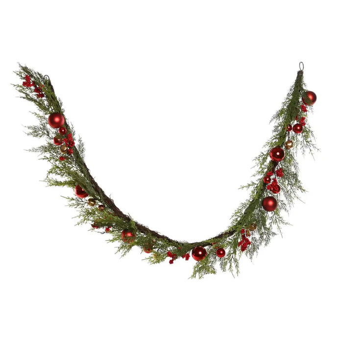 Christmas garland Home ESPRIT Red Green Polyethylene 23 x 11,5 x 180 cm (2 Units) - Декорация и Осветление<<<Дом
