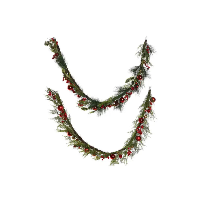 Christmas garland Home ESPRIT Red Green Polyethylene 23 x 11,5 x 180 cm (2 Units) - Декорация и Осветление<<<Дом