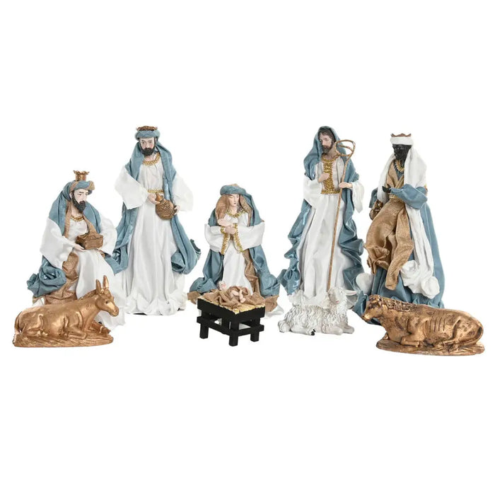 Christmas nativity set Home ESPRIT Blue White 20 x 15 x 30 cm (9 Pieces) - Декорация и Осветление<<<Дом