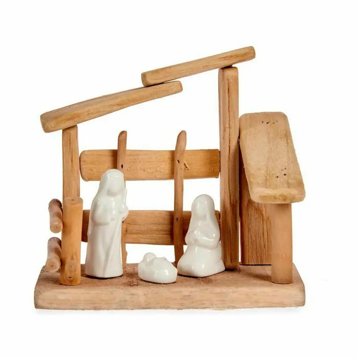 Christmas nativity set Krist+ White Natural Wood Ceramic 18 x 17 x 8 cm (2 Units) - Декорация и Осветление<<<Дом