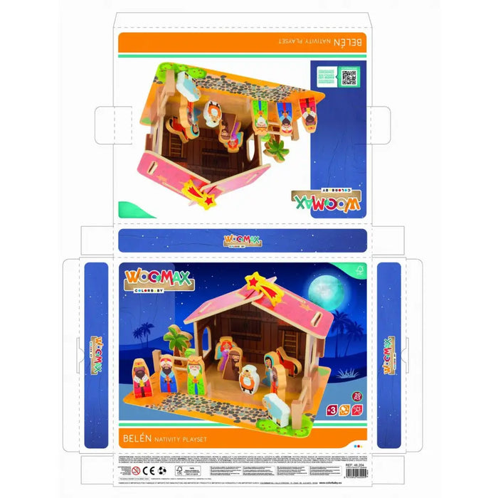 Christmas nativity set Woomax Wood 29,5 x 16,5 x 22 cm (20 Pieces) (6 Units) - Декорация и Осветление<<<Дом