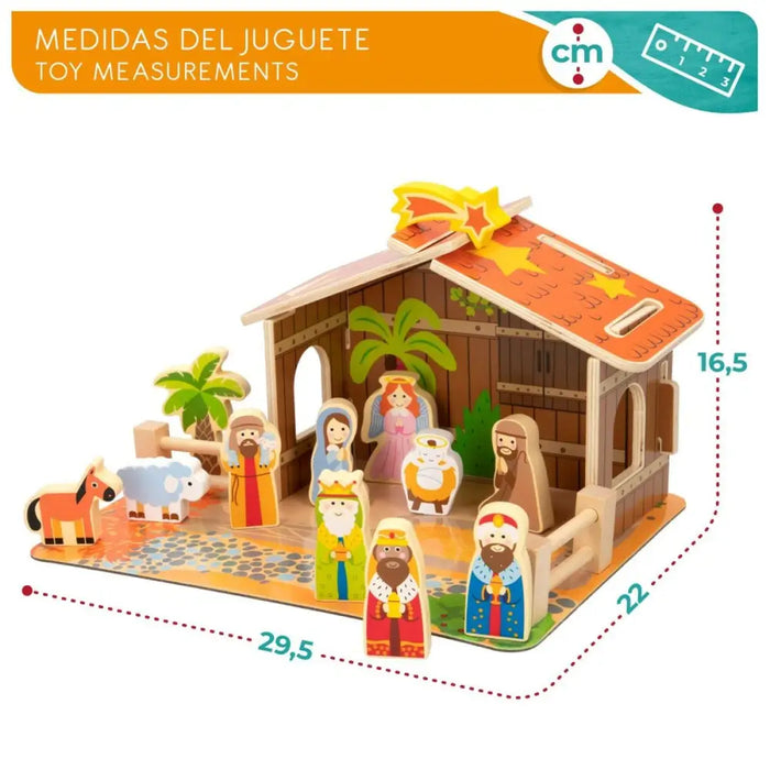 Christmas nativity set Woomax Wood 29,5 x 16,5 x 22 cm (20 Pieces) (6 Units) - Декорация и Осветление<<<Дом