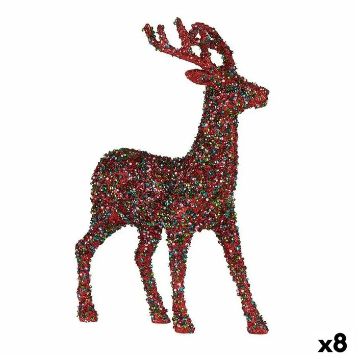 Christmas Reindeer Krist+ Multicolour Christmas Reindeer 15 x 45 x 30 cm Glitter (8 Units) - Декорация и