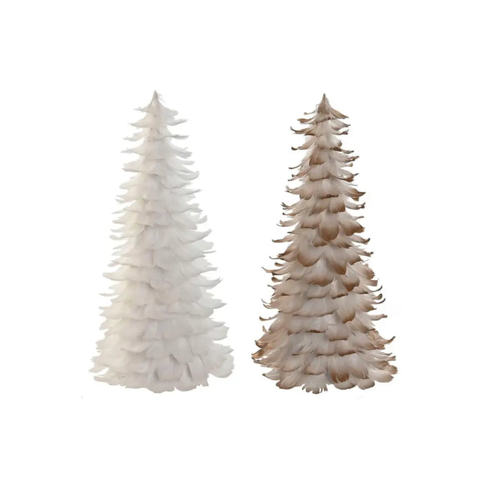 Christmas Tree Home ESPRIT White Golden Cardboard Feather 22 x 22 x 46 cm (2 Units) - Декорация и Осветление<<<Дом