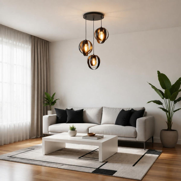 CHANDELIER MARTIS S 3XE27 ROUND BLACK