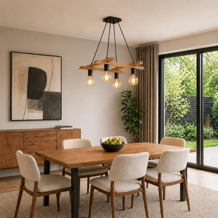 CHANDELIER PORTO 4XE27 WALNUT