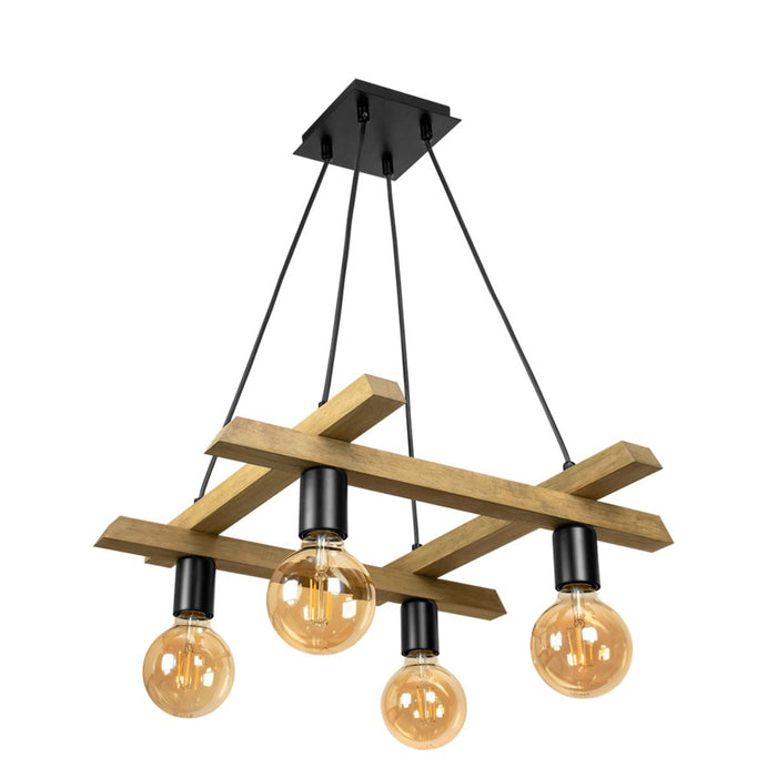 CHANDELIER PORTO 4XE27 WALNUT