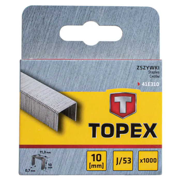 CLAMPS FOR TAKER TYPE J 53 10X11.3 MM TOPEX 1000 PCS - Скоби и пирони за такери<<<Консумативи за
