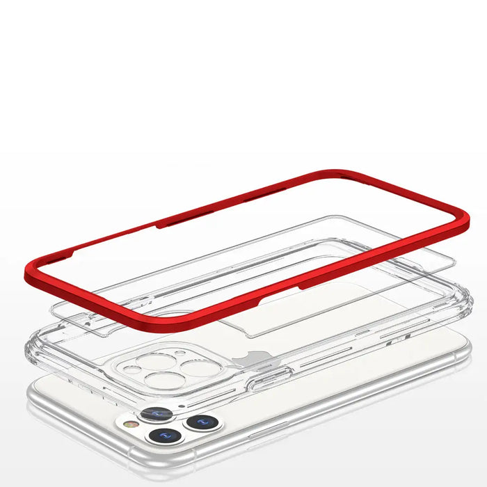 Clear 3in1 Case for iPhone 11 Pro Max Frame Cover Gel Red - Cell phone cases and covers<<<HurtelXML