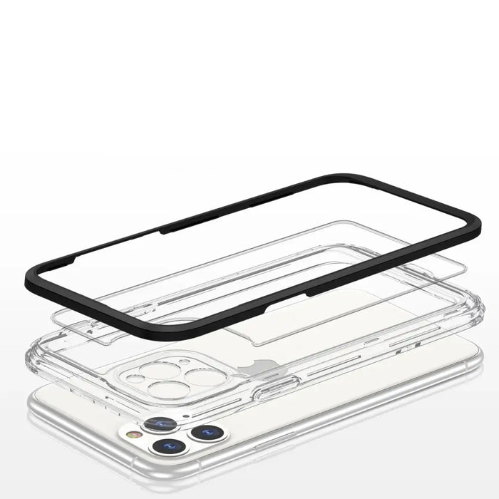 Clear 3in1 case for iPhone 11 Pro Max case gel cover with frame black - Cell phone cases and covers<<<HurtelXML