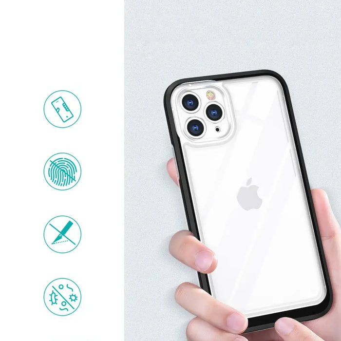 Clear 3in1 case for iPhone 11 Pro Max case gel cover with frame black - Cell phone cases and covers<<<HurtelXML