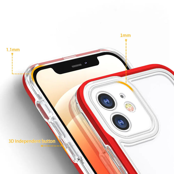 Clear 3in1 case for iPhone 12 frame gel cover red - Cell phone cases and covers<<<HurtelXML