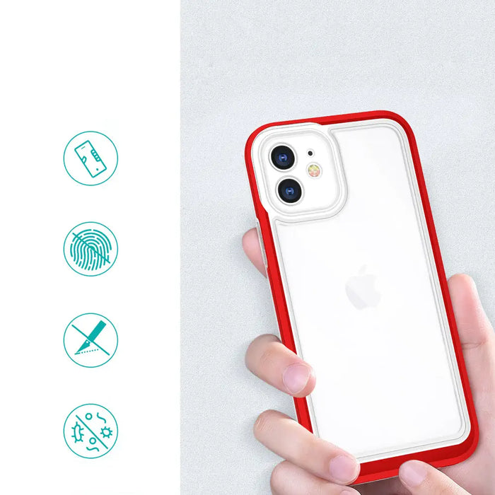 Clear 3in1 case for iPhone 12 frame gel cover red - Cell phone cases and covers<<<HurtelXML