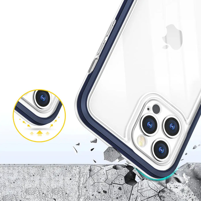 Clear 3in1 case for iPhone 12 Pro blue frame gel cover - Cell phone cases and covers<<<HurtelXML