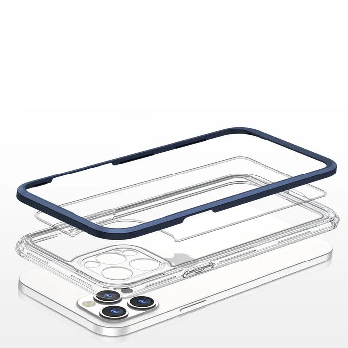Clear 3in1 case for iPhone 12 Pro blue frame gel cover - Cell phone cases and covers<<<HurtelXML