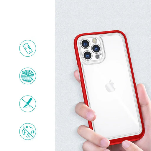 Clear 3in1 case for iPhone 12 Pro frame gel cover red - Cell phone cases and covers<<<HurtelXML