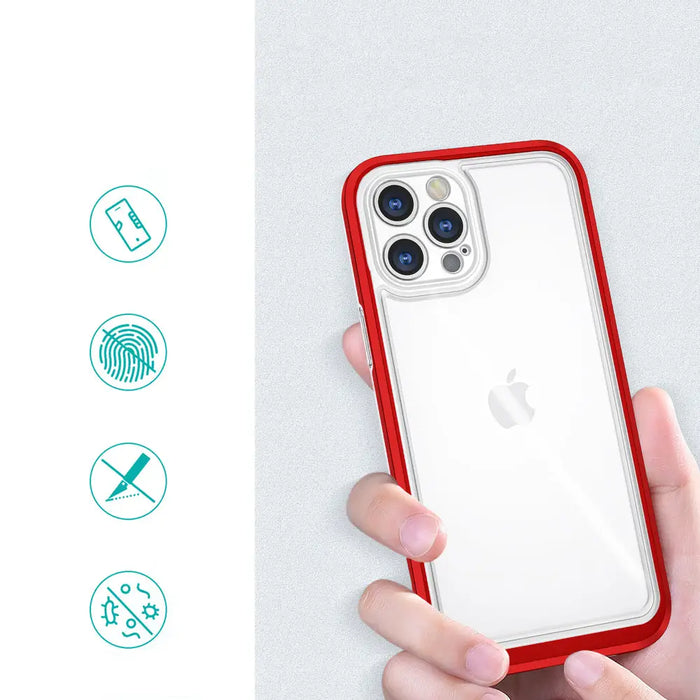 Clear 3in1 case for iPhone 12 Pro frame gel cover red - Cell phone cases and covers<<<HurtelXML