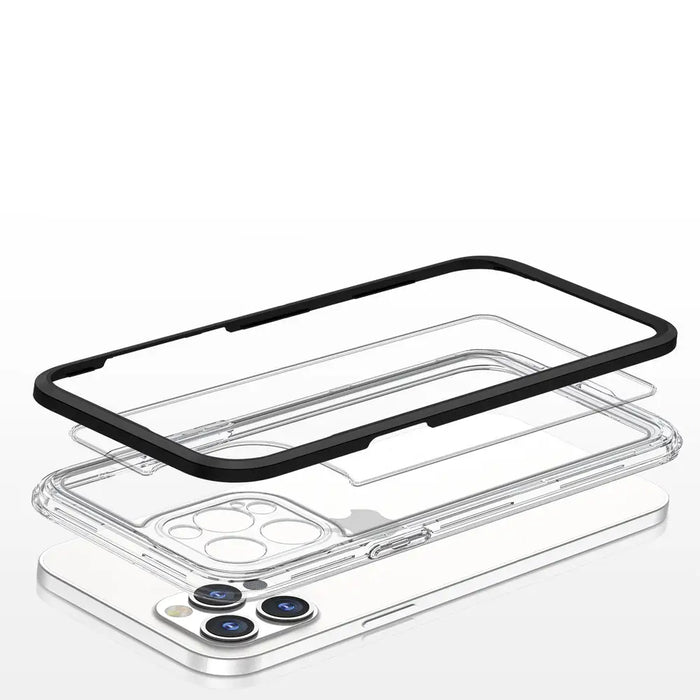Clear 3in1 case for iPhone 12 Pro Max case gel cover with frame black - Cell phone cases and covers<<<HurtelXML